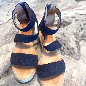 Women’s Suede Navy Braided Strap Espadrille Sandals